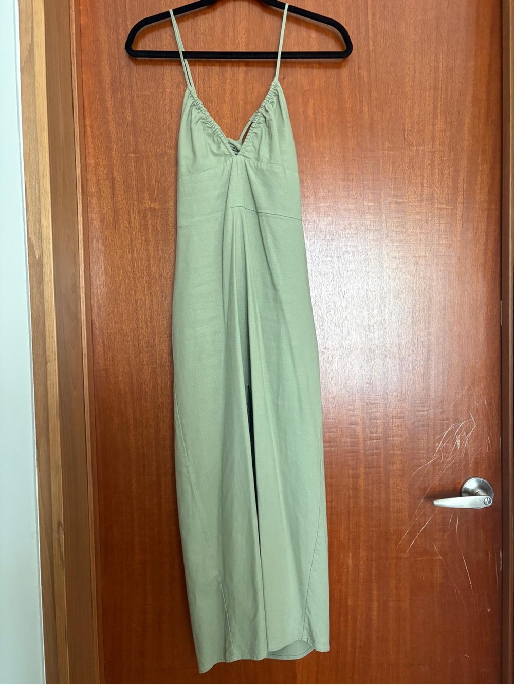 Zara Sage Green Spaghetti Strap Maxi Dress